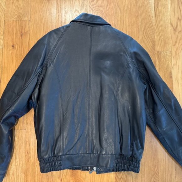 Towne by London Fog Vintage Leather Bomber Jacket - Picture 7 of 7